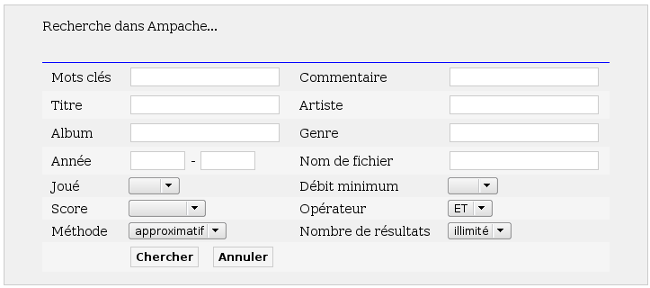 La page de recherche La page de recherche