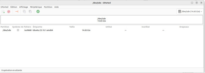 Capture de GParted