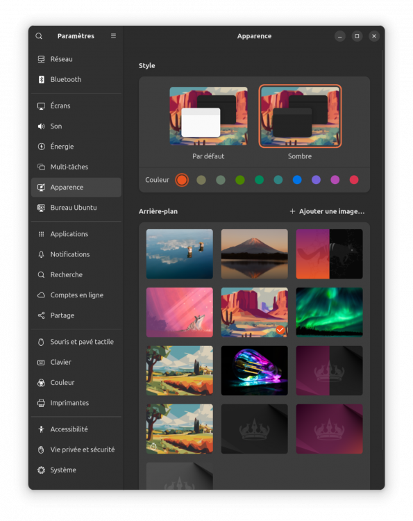Le panneau Apparence Le panneau Apparence