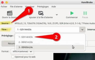 Choisir la bande vidéo à ripper