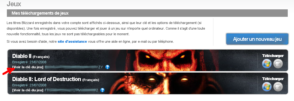 Affichage des jeux dont les clés ont été saisies Affichage des jeux dont les clés ont été saisies