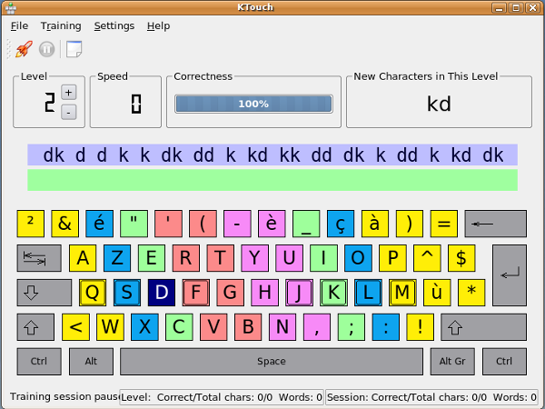 Interface de Ktouch Interface de Ktouch