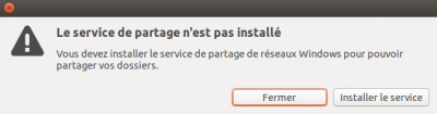 Nautilus vous propose d'installer la fonction serveur de Samba Nautilus vous propose d'installer la fonction serveur de Samba