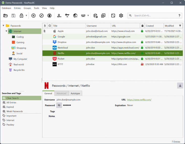 Vue de la base de données Vue de la base de données