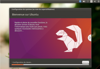Ubuntu configure automatiquement les derniers paramètres.