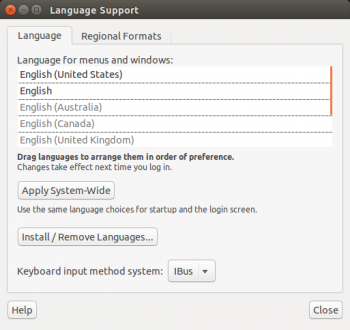 prise en charge des langues Ubuntu