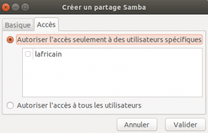 Sélectionnez les utilisateurs pouvant accéder au dossier partagé.