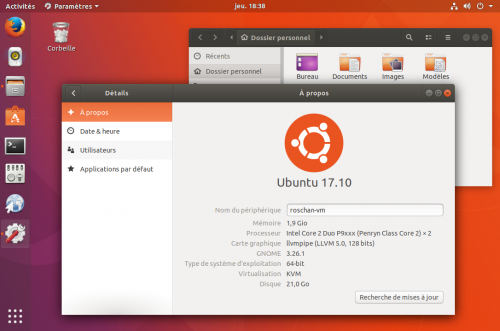 Ubuntu 17.10 sans aucune personnalisation 