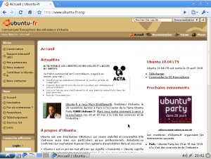 Page d'accueil d' ubuntu-fr.org dans Chromium