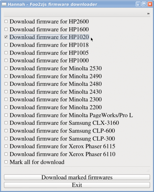 Interface de téléchargement du logiciel Hannah