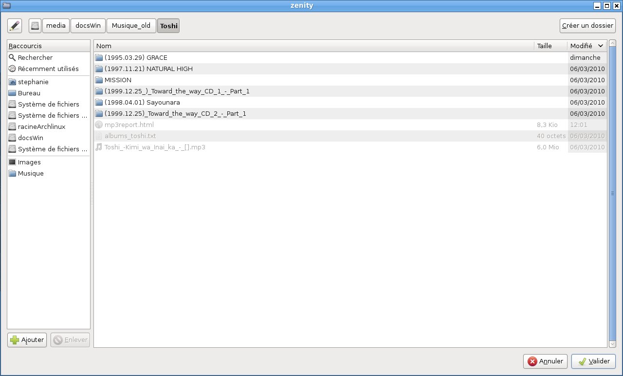 Choix des répertoires Choix des répertoires