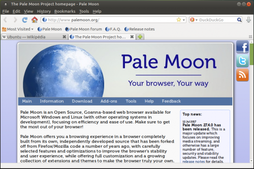 Pale Moon sur Ubuntu MATE 17.04